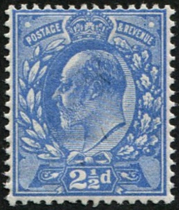 2½d SG 276(1) DEEP BRIGHT BLUE MINT