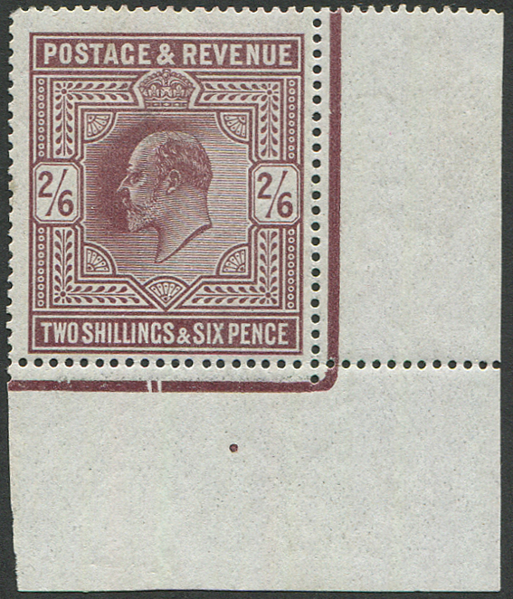 2/6d SG 316 ‘DATE-CUT’ CORNER MARGINAL, Good M/M
