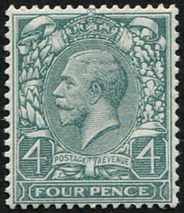 4d SG 380(5) VARIETY, VERY PALE BRIGHT SLATE-GREEN U/M