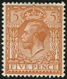 5d SG 382(5) VARIETY, BRIGHT GINGER-BROWN U/M