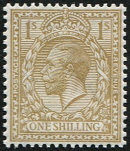 1/- SG 396(4) VARIETY, VERY PALE BUFF-BROWN U/M