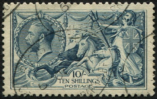 10/- SG 417(3) BLACKISH-BLUE (STEEL-BLUE) VFU