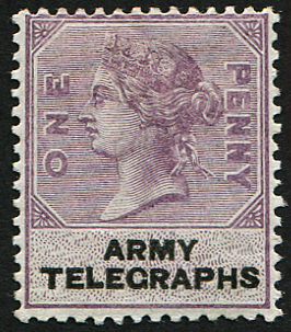 ARMY TELEGRAPHS 1d  ‘Black on Purple’ MINT