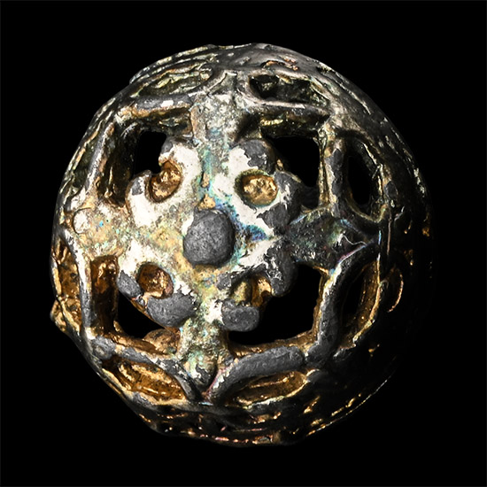 Tudor Period Silver-Gilt Button with Floral Design