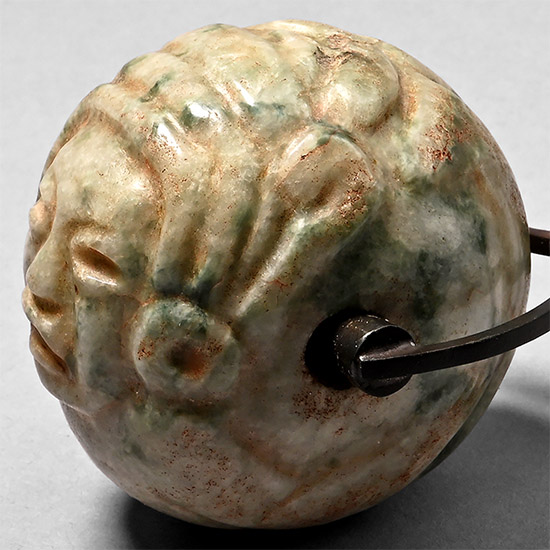 Olmec Jade Circular Pendant with Transformation Deity