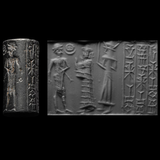 Old Babylonian Hematite Cylinder Seal for Lu-Enkika, Son of Iddin-Sin, Servant of Enki