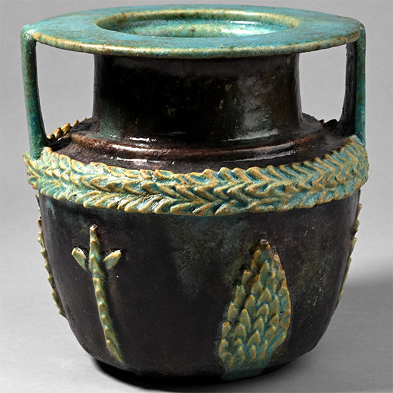 Egyptian Turquoise and Cobalt Blue Faience Amphora