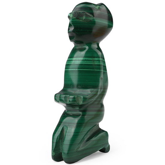 Carved and Polished Malachite Kneeling Figure