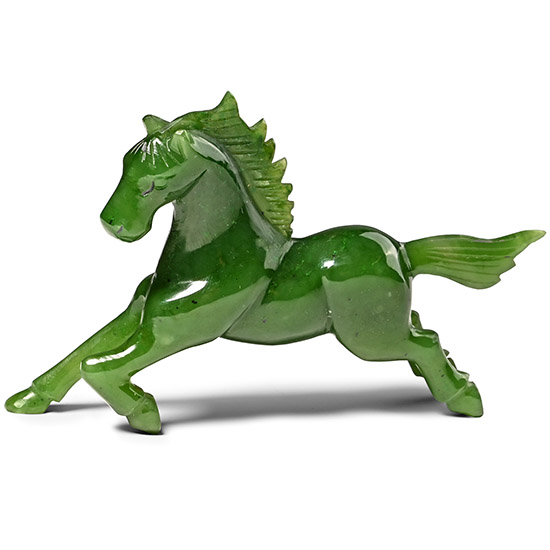 Carved and Polished Nephrite Jade Galloping Horse Statue