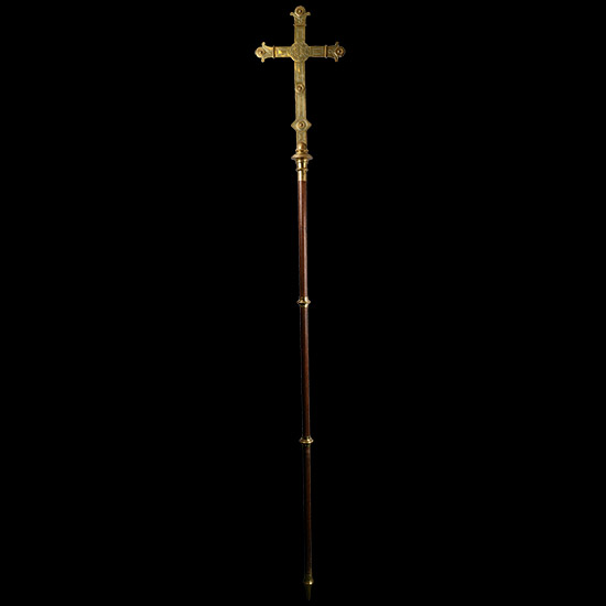 Large Brass Processional Cross with Pole