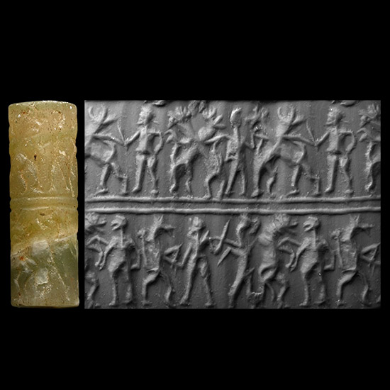 Western Asiatic Agate Cylinder Seal with Two Registers