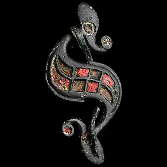 Large Romano-British Enamelled Bronze Dragonesque Brooch