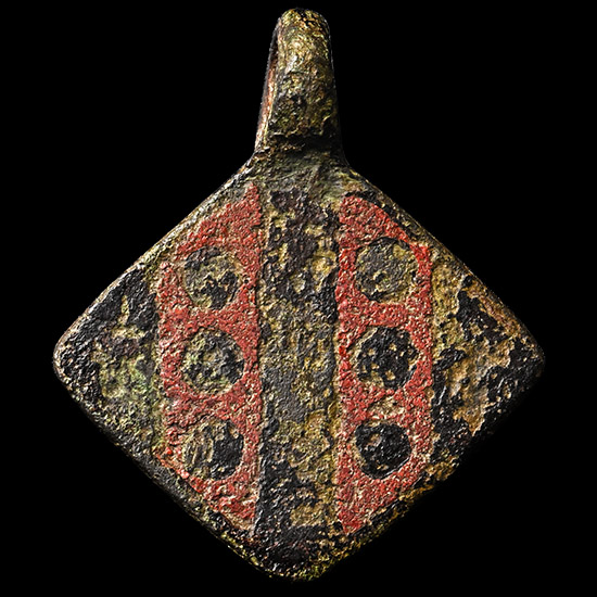 Medieval Knights Enamelled Bronze Heraldic Horse Harness Pendant with Lion