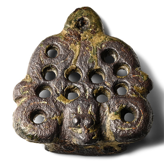 Anglo-Scandinavian Viking Bronze Stirrup Mount with Head of a Dragon