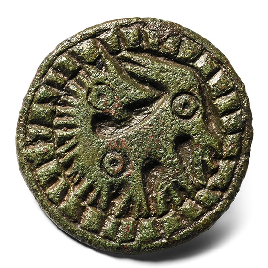 Anglo-Scandinavian Viking Bronze Disc Brooch with Beast Facing Back