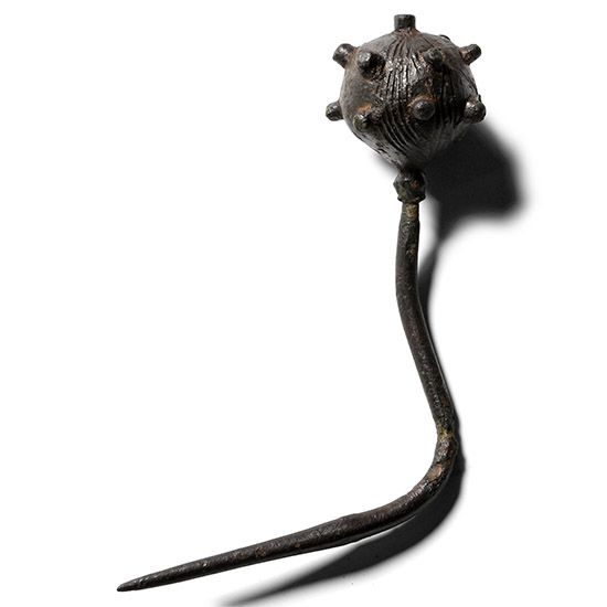 Anglo-Saxon Bronze Hipped Pin with Engraved Head