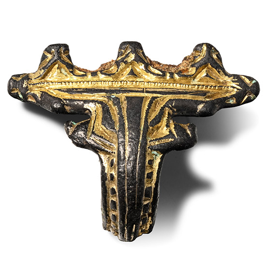 Large Anglo-Saxon Gilt Bronze Equal-Arm Brooch Half