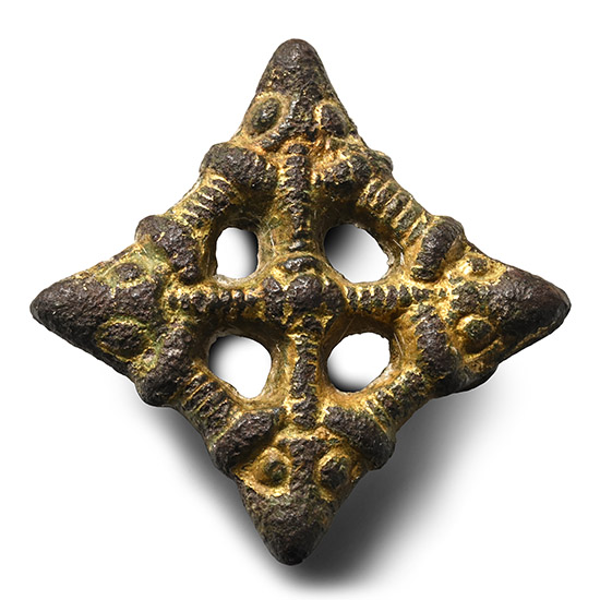 Anglo-Scandinavian Viking Gilt Bronze Borre Style Lozenge Brooch