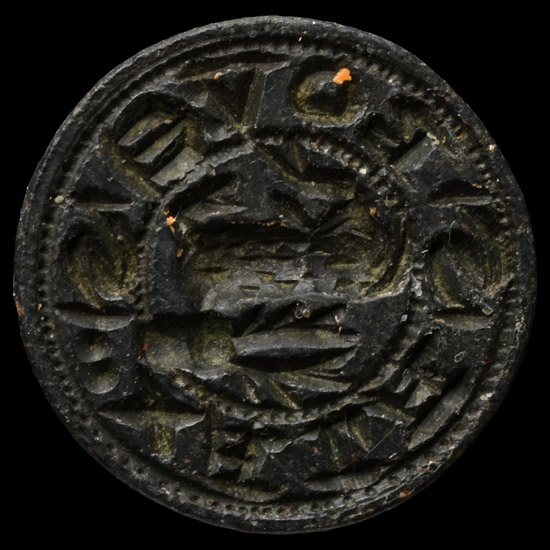 Medieval Bronze Round Seal Matrix with Stag
