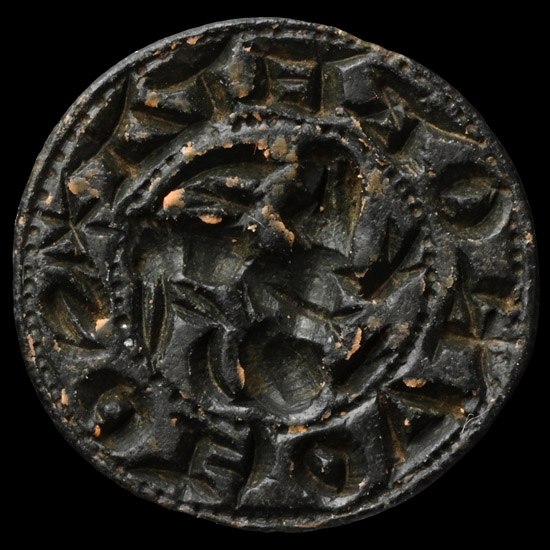 Medieval Bronze Round Seal Matrix with Hare Riding a Hound