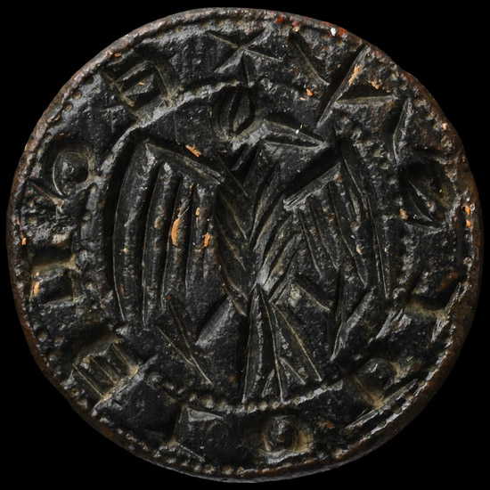 Medieval Bronze Round Seal Matrix with Spread Eagle