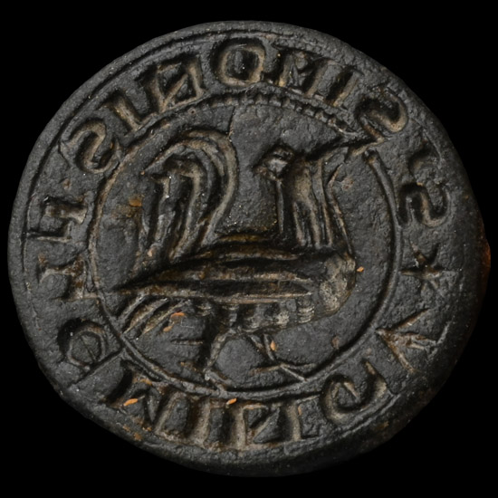Medieval Bronze Round Seal Matrix with Cockerel of Simon Fleming