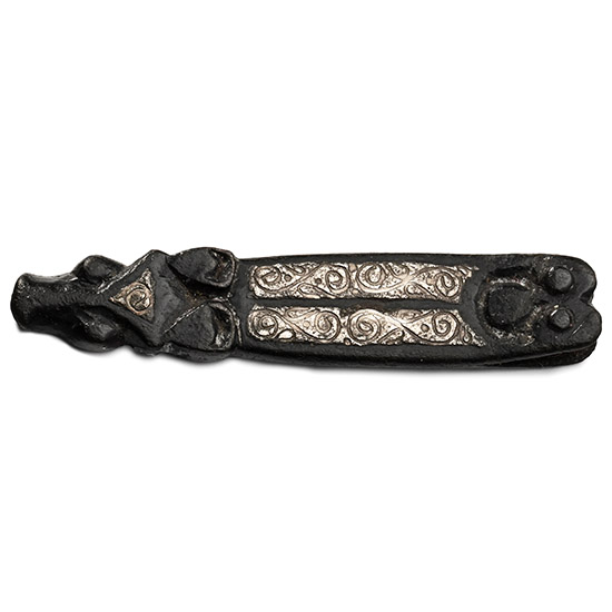 Saxon Silvered Bronze Strap End