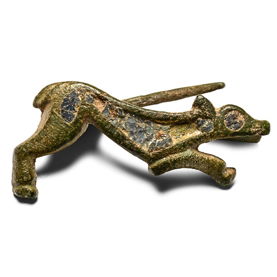 Romano-British Enamelled Bronze Running Dog Brooch