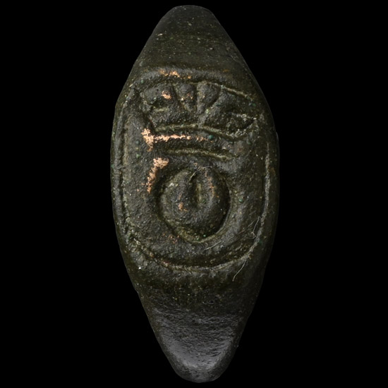 Medieval Bronze Signet Ring with Crowned T