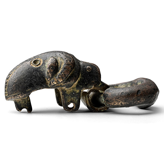 Western Asiatic Bronze Buckle with Rams Head Pin
