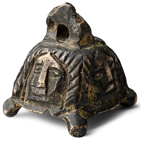 Egyptian Bronze Bell with Faces