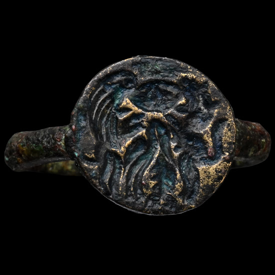 Greek Bronze Ring with Animals