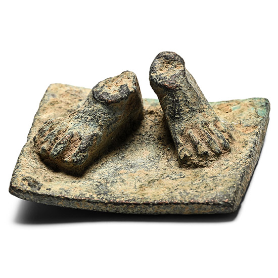 Roman Bronze Statuette Base with Feet