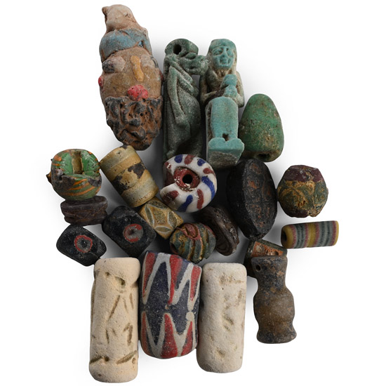 Egyptian Faience and Glass Bead and Amulet Collection