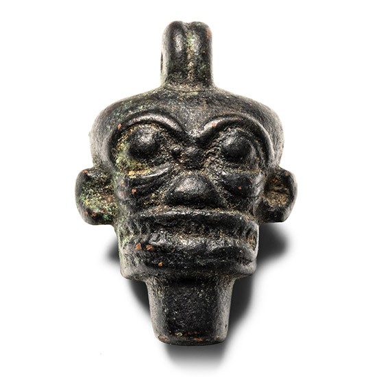 Neo-Assyrian Period Bronze Amuletic Humbaba Head Pendant
