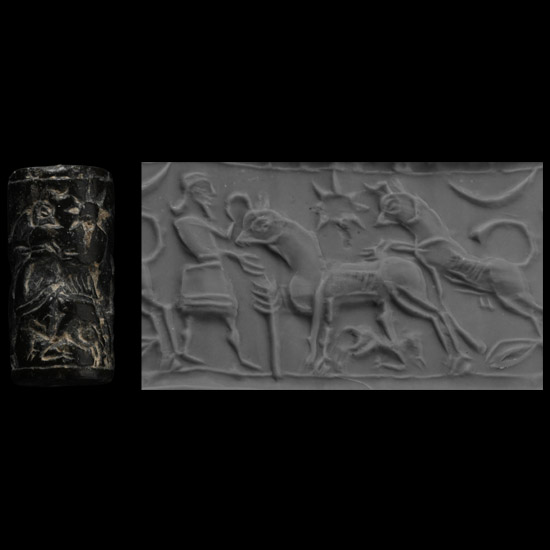 Neo-Assyrian Black Stone Cylinder Seal