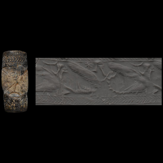 Western Asiatic Banded Agate Cylinder Seal with Griffins