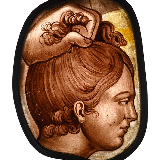 Medieval Stained Glass Section of Woman About to be Martyred