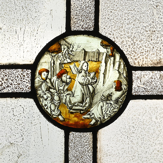 Medieval Stained Glass Section of The Agony in the Garden