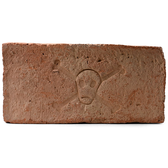 Medieval Terracotta Brick with Skull