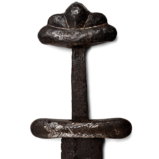 Viking Iron Sword with Silver-Inlaid Hilt