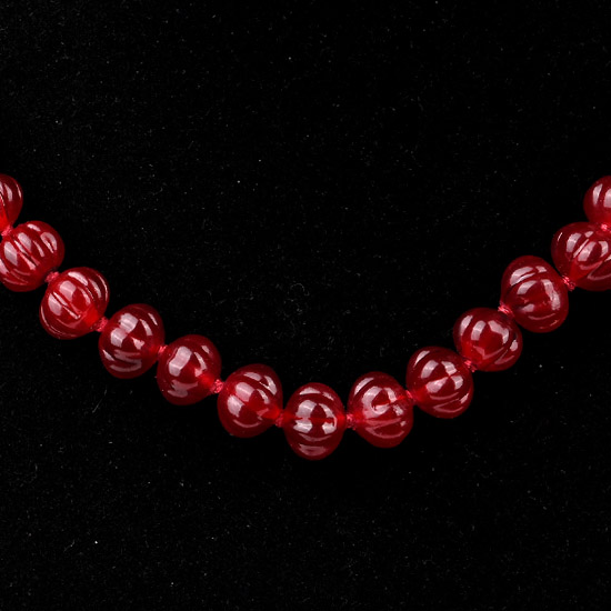 Indian Red Glass Necklace with Melon Beads