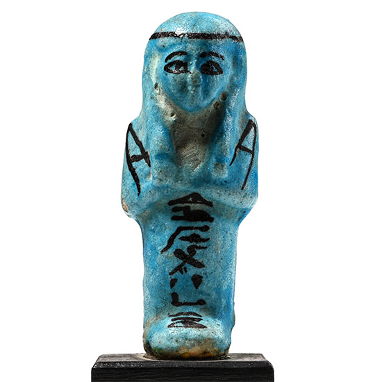 Egyptian Blue Glazed Faience Shabti of Nes-pa-her-an