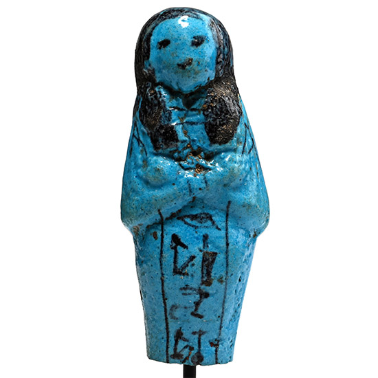 Egyptian Bright Blue Glazed Faience Shabti of Wennefer