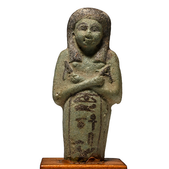 Egyptian Green Glazed Faience Shabti of the Osiris Ankhes-en-Mut