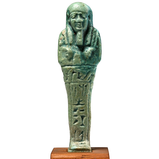 Egyptian Blue Glazed Faience Shabti of the Royal Scribe Aahmes