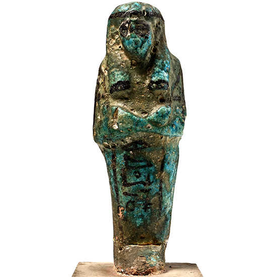 Egyptian Blue Glazed Faience Shabti of the Osiris Pedi-Khonsu