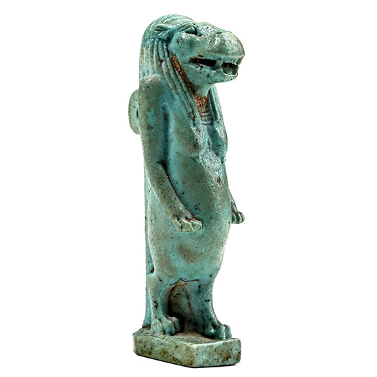 Egyptian Turquoise Blue Glazed Faience Amulet of Taweret