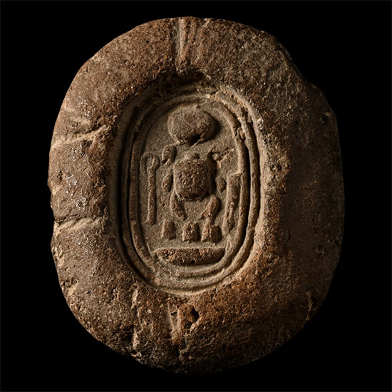 Egyptian Terracotta Mould with Impression of the Cartouche of Pharaoh Tutankhamun