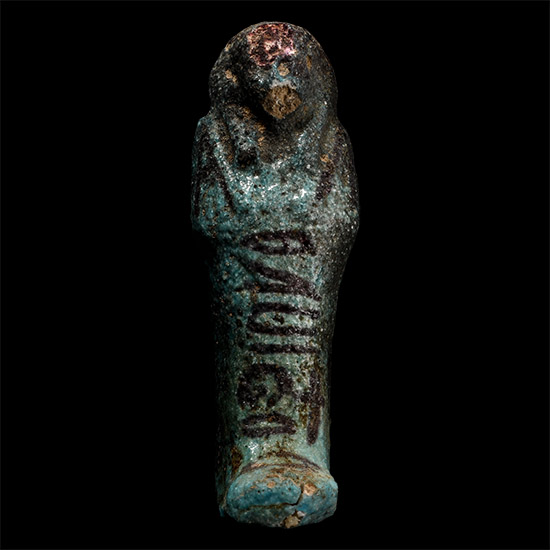 Egyptian Turquoise Blue Glazed Faience Shabti Ten-ankhet